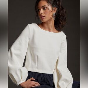 Anthropologie Maeve Tie Back Ponte Sweater